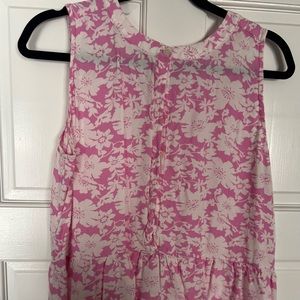 Loft pink sleeveless dress top with floral pattern